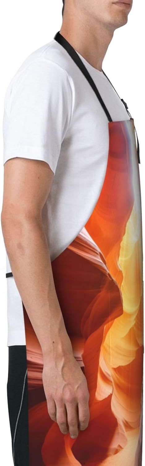 Antelope Canyon print Waterproof apron with pocket adjustable cooking apron for adult kitchen bibs to bake
