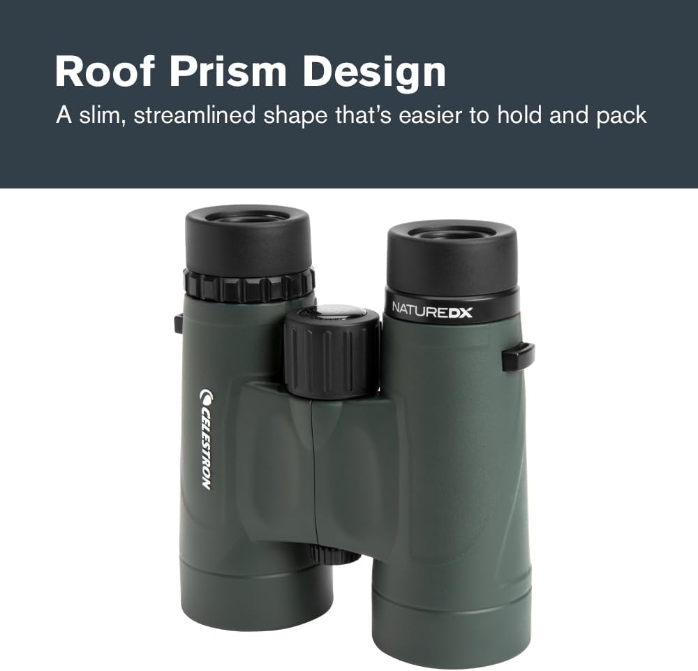 Celestron - Nature DX 10x42 Binoculars – Ideal for Birding and Outdoors – 42mm Objective Lenses – 5.8° Field of View – BaK-4 Prisms – Fully Multi-Coated – Waterproof and Fogproof