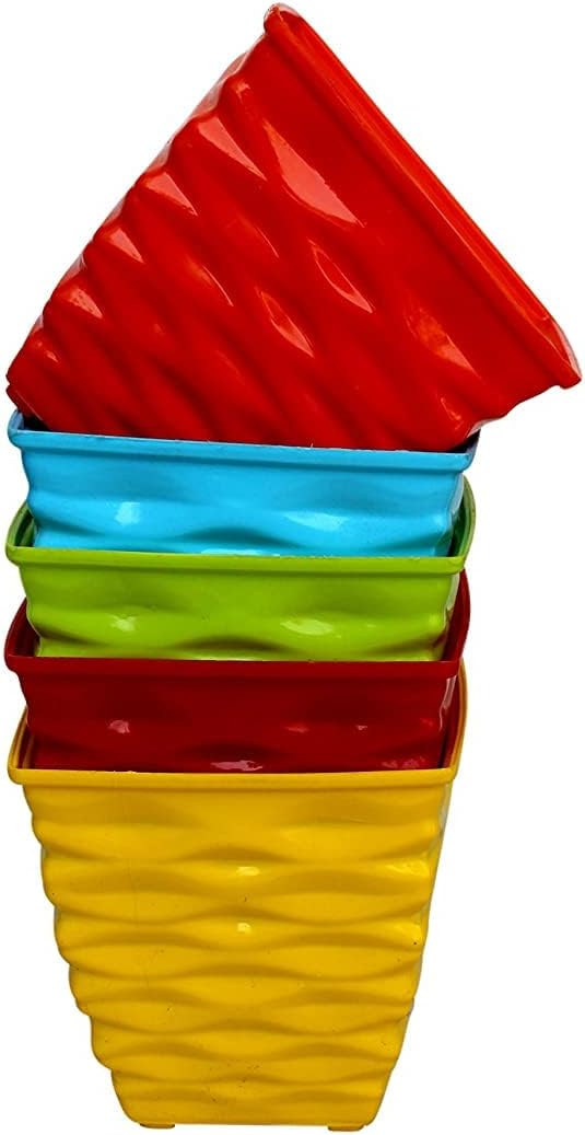 Plastic Diamond Pot Set (Multicolored, 5-Pieces)