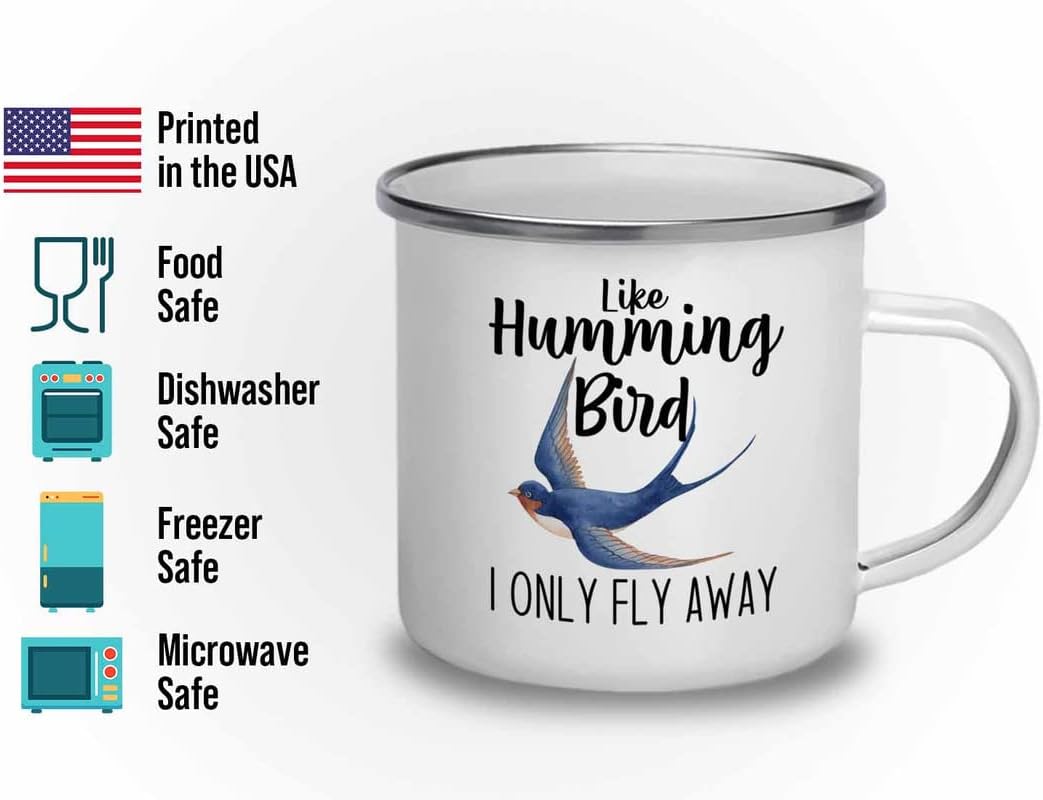 Bird Lover Camper Mug 12oz - Humming bird fly away - Hummingbird Nest Cage Parrot Dad Gardening Outdoor Birdwatcher Feeder