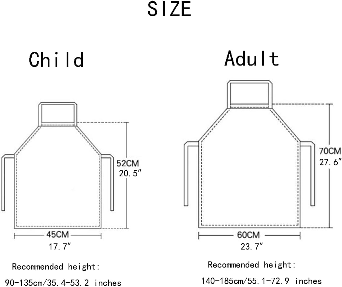 Parent Child Aprons with Pocket - Cute Dinosaur Matching Aprons for Ki