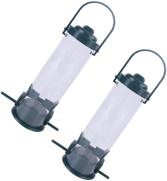Milisten 2pcs Hanging Bird Feeder Outdoor Garden Decoration Plastic Bird Food Container Ornament