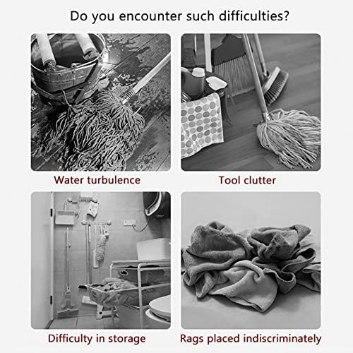 Movable Mop and Broom Holder - Space-Saving Drain Rack nizer for Wet M