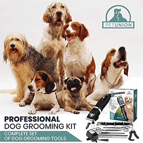 Pet Union Professional Dog Grooming Kit - Cordless Low Noise Dog Clipp