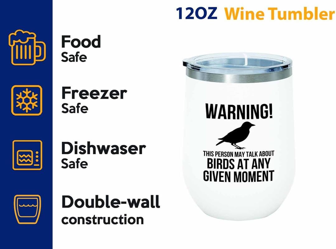 Birding White Edition Wine Tumbler 12oz - May talk about birds - Bird 