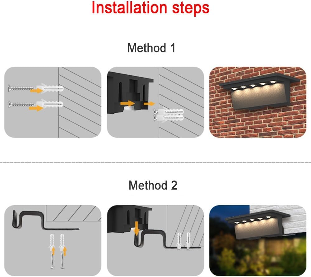 2PCS 5LED Outdoor Solar Led Light Terrace Lights Wall Lamp Fixtures Garden Decoration Street Lighting Waterproof Step Lights(RGB,5LED 2PC)