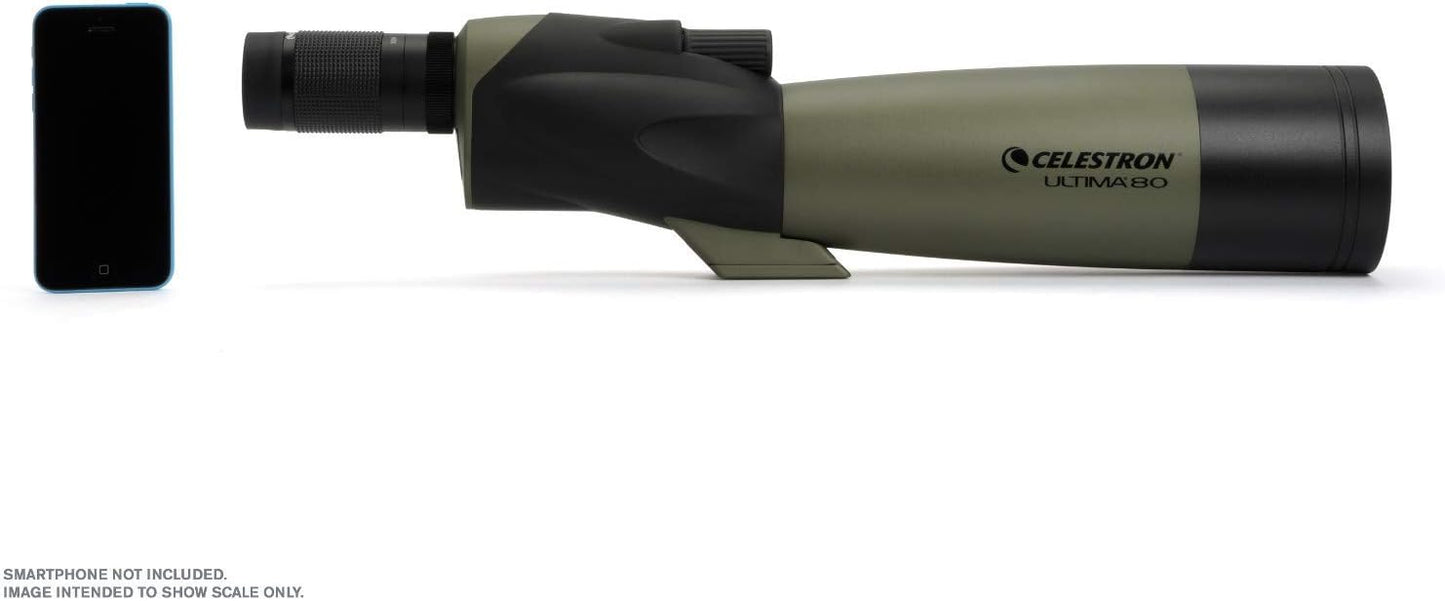 Celestron – Ultima 80 Straight Spotting Scope – 20-60x Zoom Eyepiece – Multi-Coated Optics for Bird Watching, Wildlife, Scenery and Hunting – Waterproof and Fogproof – Includes Soft Carrying Case