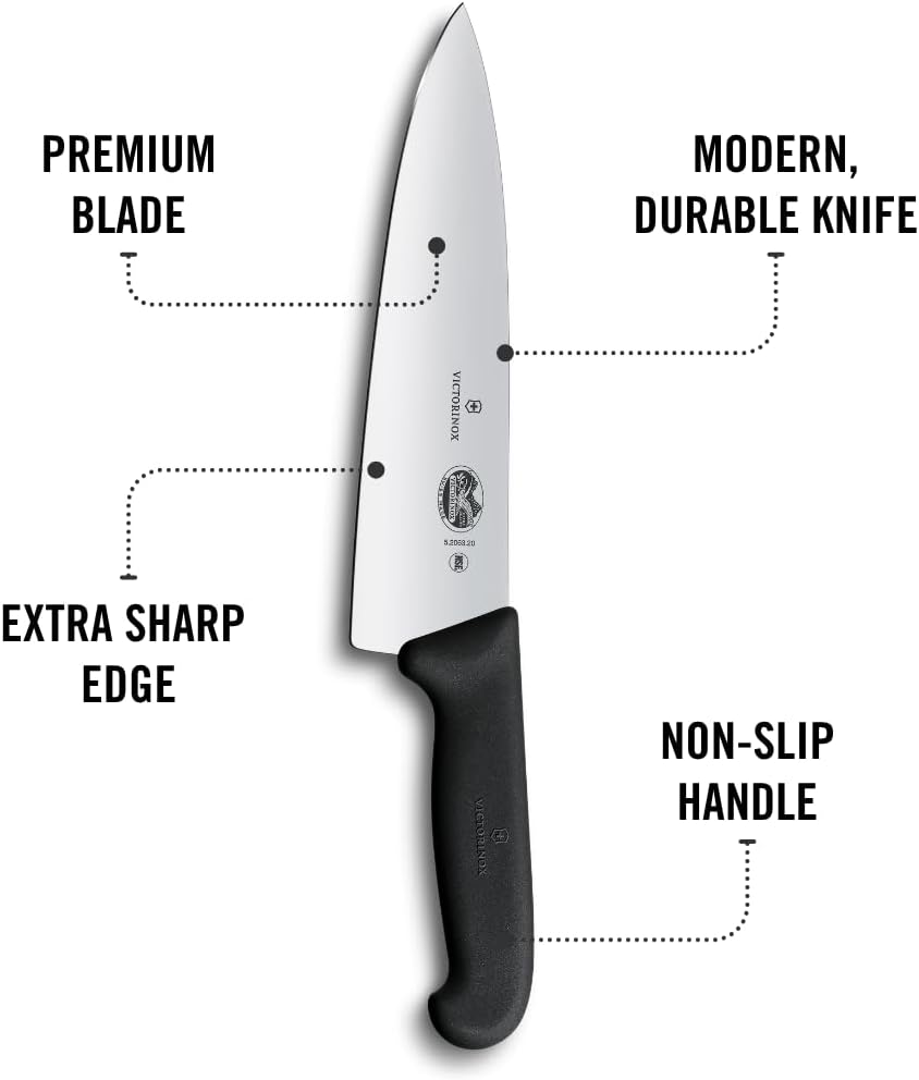 Victorinox Fibrox Pro Chef’s Knife, 8 Inch - Swiss Army Kitchen Knife,