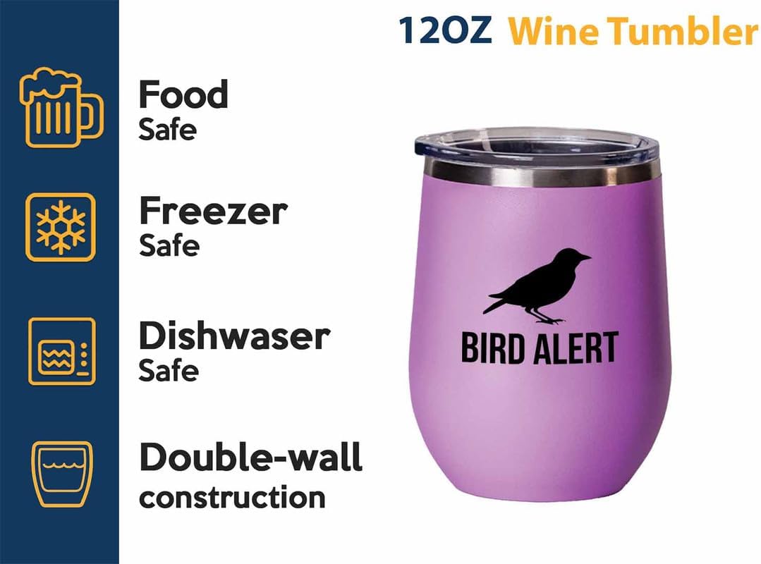 Birding Pink Edition Wine Tumbler 12oz - Bird alert - Bird Feeder Back