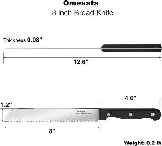 Bread Knife, Serrated 8 inch Bread Knifes for Homemade Bread Sourdough, Blade Razor Sharp and Wavy Edge from Professional Stainless Steel
