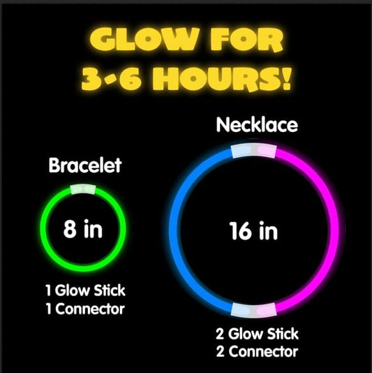 JOYIN 100 Pcs 8" Glow sticks Bulk Party Favors Pack, Neon Glow in the Dark Party Supplies, Light Up Necklaces and Bracelets with Connectors, Easter, Football, Birthday Decorations