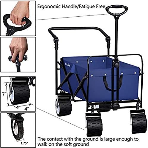 Trolleys, Foldiwagon Garden Cart, Foldable Push 100Kg Max Load, Beach Outdoor Garden Picnic Heavy Duty Shoppicart Wagons