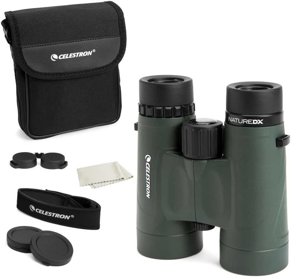 Celestron - Nature DX 10x42 Binoculars – Ideal for Birding and Outdoors – 42mm Objective Lenses – 5.8° Field of View – BaK-4 Prisms – Fully Multi-Coated – Waterproof and Fogproof