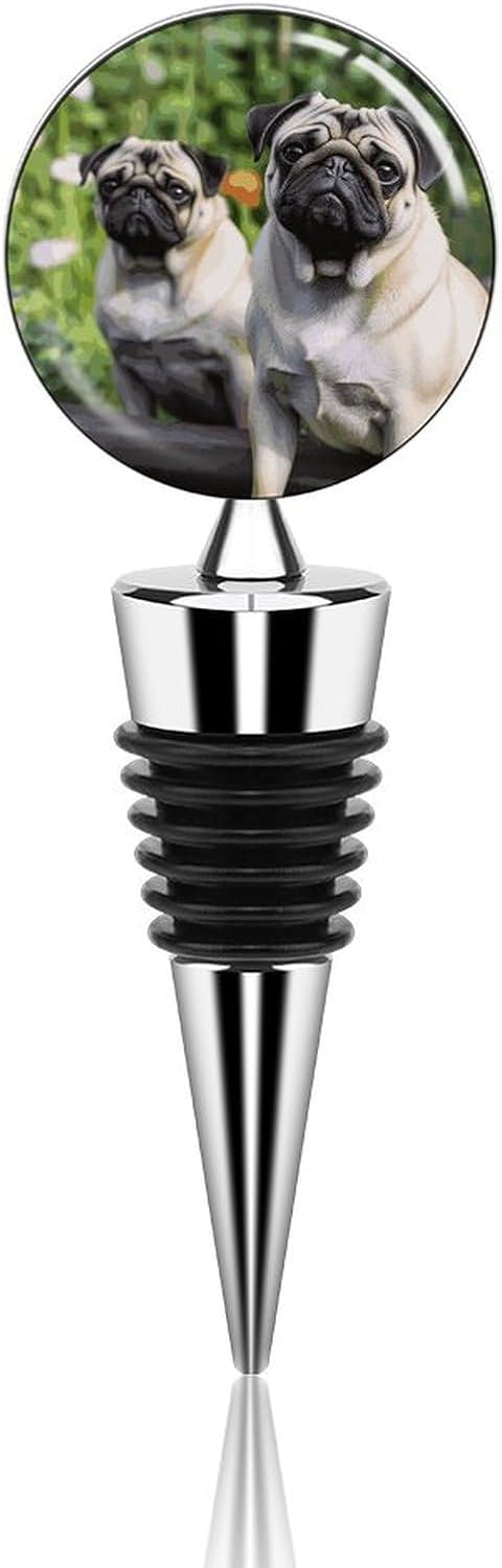 Pugs in The Garden Wine Stoppers Detachable Leak Proof Vacuum Bottle S
