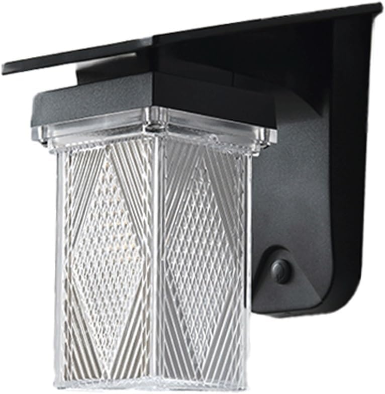 Solar Wall Lantern, Outdoor Wall Sconce, Exterior Wall Light, IP65 Black ABS PC with Diamond Shade, 3 Color Solar LED for Courtyard Balcony Garden Villa Fence Yard Gates Cottage