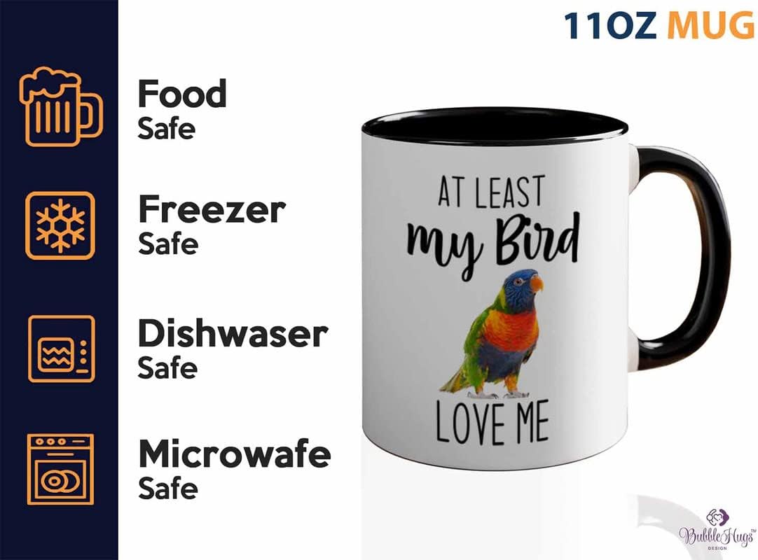 Bird Lover Two Tone Black Edition 11oz - Bird Loves me - Hummingbird Nest Cage Parrot Dad Gardening Outdoor Birdwatcher Feeder