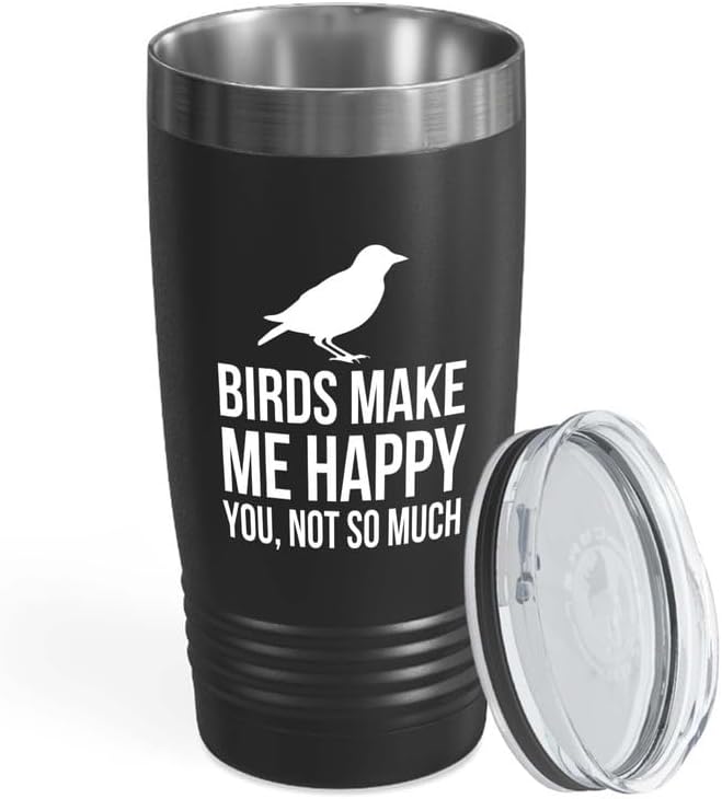 Birding Black Edition Viking Tumbler 20oz - Birds make me happy - Bird