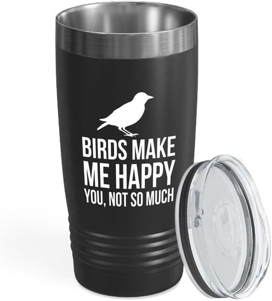Birding Black Edition Viking Tumbler 20oz - Birds make me happy - Bird