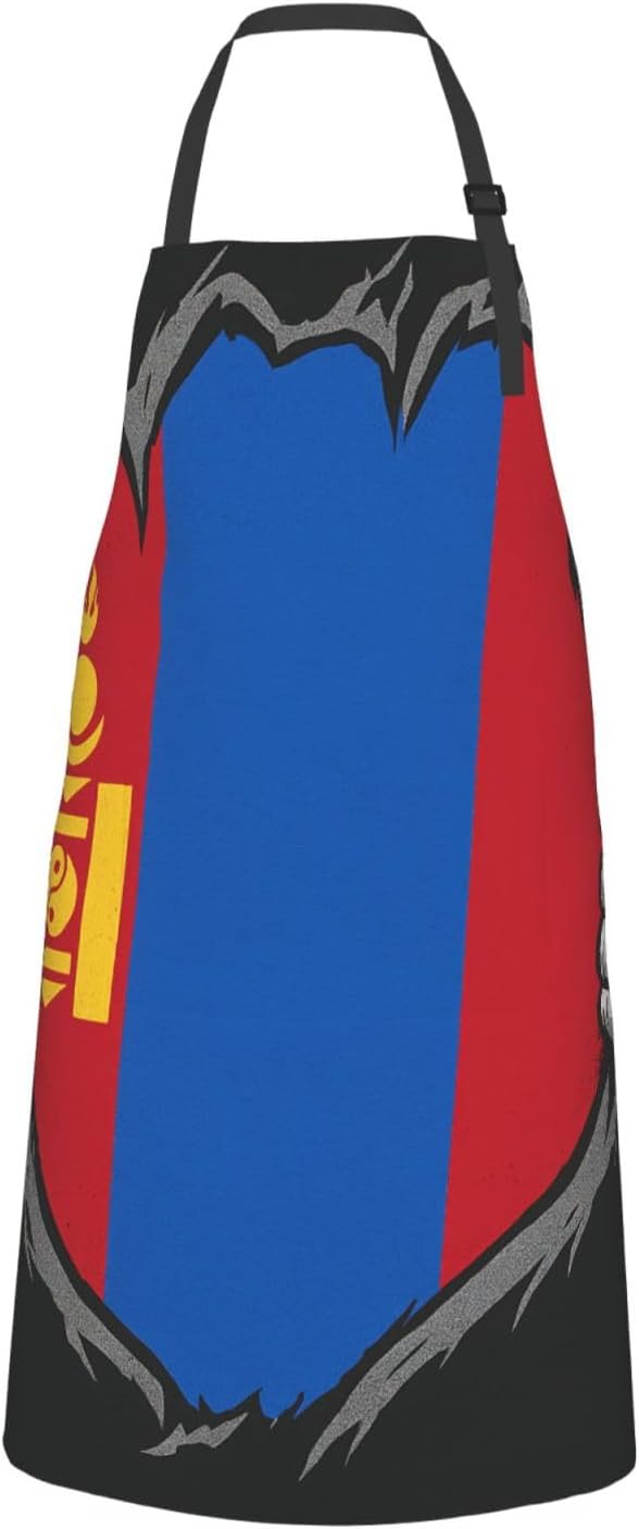 YANYU Mongolian Flag Print 28x33 In Kitchen Apron Stylish Chef Apron w