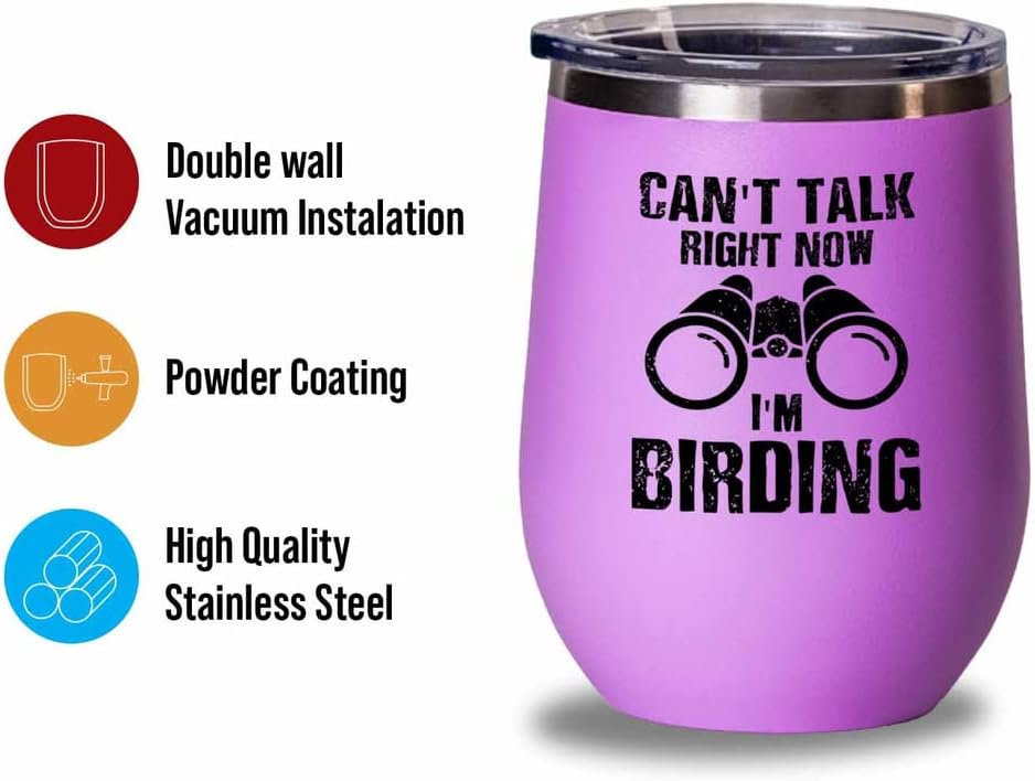 Bird Lover Pink Edition Wine Tumbler 12oz - Can't Talk Right Now - Hum