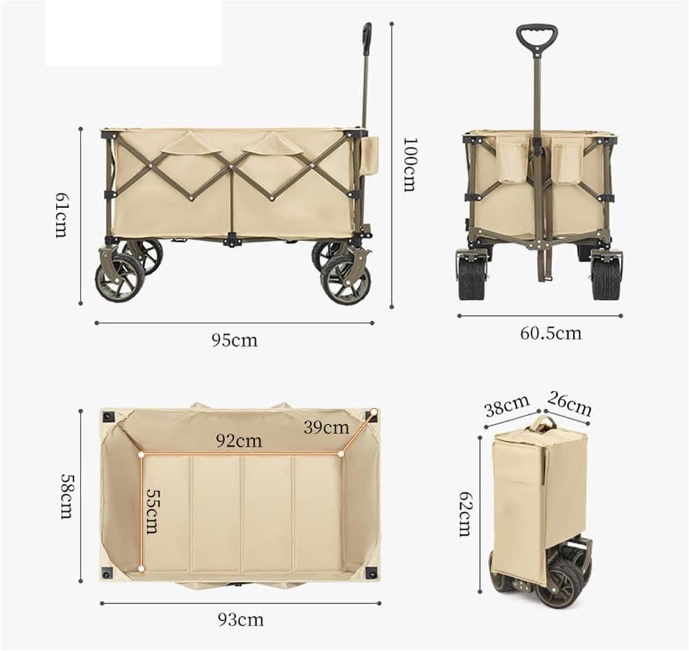 JSEIAJB Camping Cart 80L Folding Trolley Portable Ultralight Shopping 