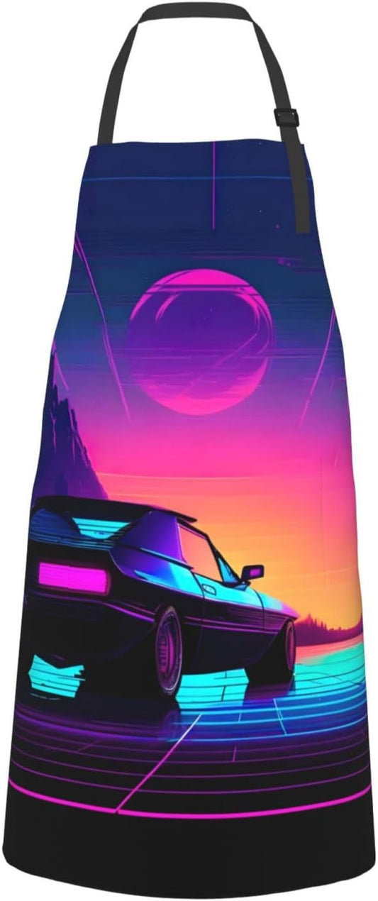 Retrowave pictures Print 28 x 33in Waterproof Apron with Pockets Fashi