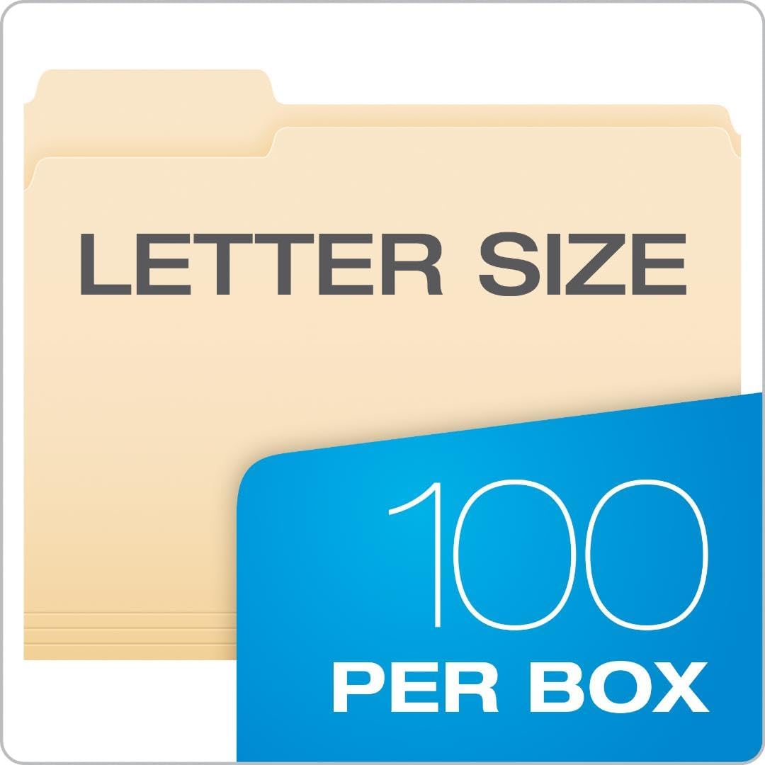 Pendaflex File Folders, Letter Size, 8-1/2" x 11", Classic Manila, 1/3