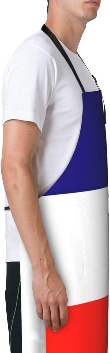 French flag print Waterproof apron with pocket adjustable cooking apron for adult kitchen bibs to bake