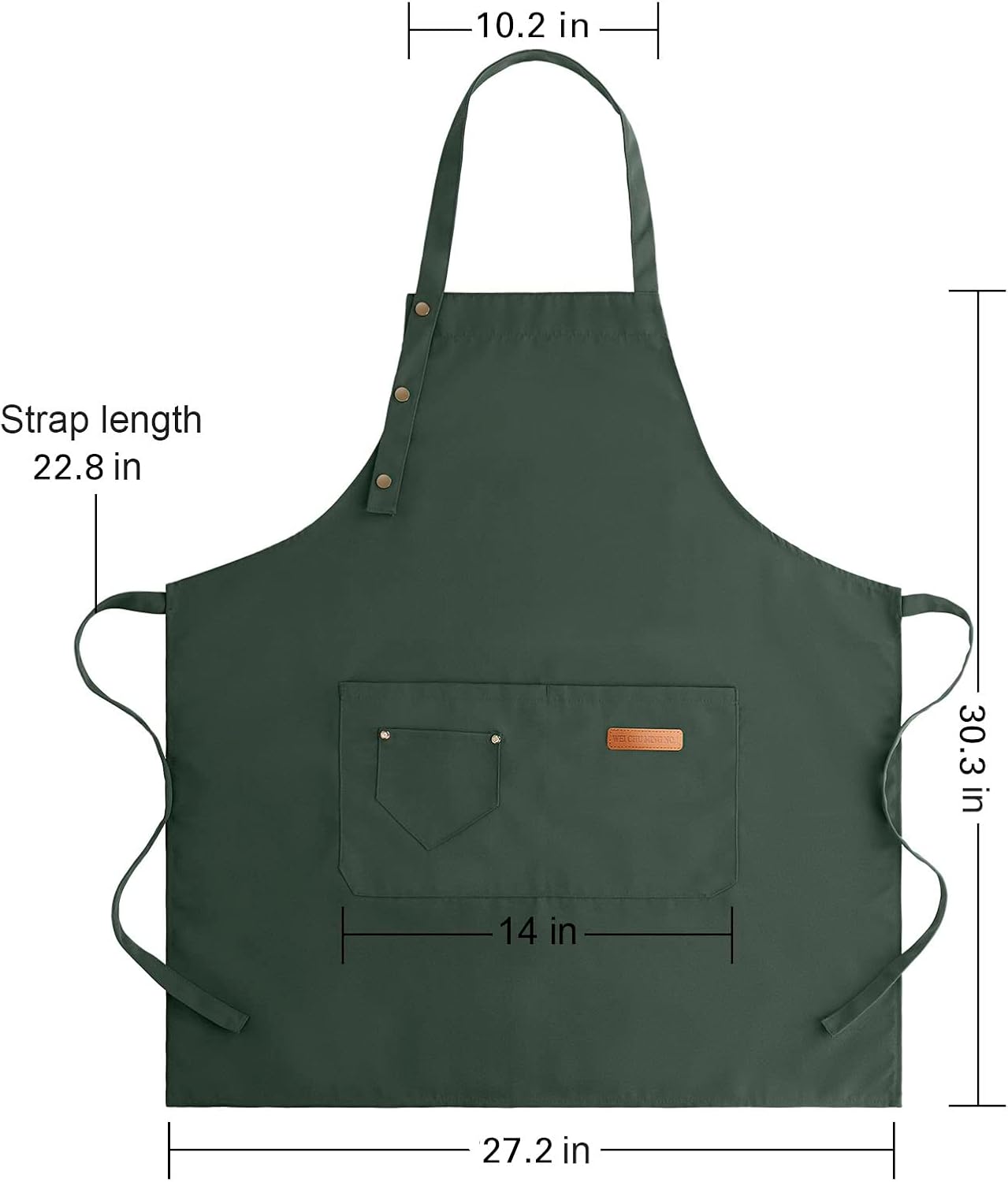 Apron for Men Women with Adjustable Straps and Large Pockets, Canvas C