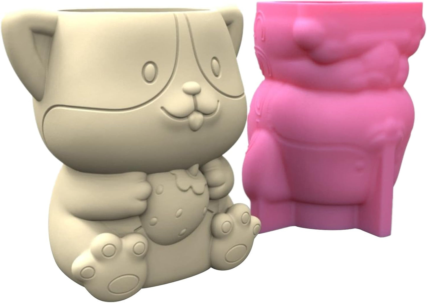 Little Dog Flower Pot Silicone Mold Concrete Candlestick Resin Planter Craft Casting Tool