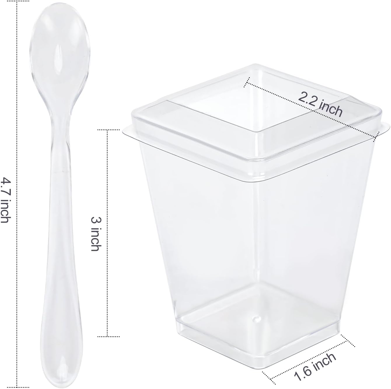 EASERCY 50 Pack 5 oz Plastic Dessert Cups with Lids, Yogurt Parfait/Appetizer Cup with Lids for Party, Mini Dessert Cups with Spoons Dessert Shooter Cups for Pudding, Fruit and Ice Cream
