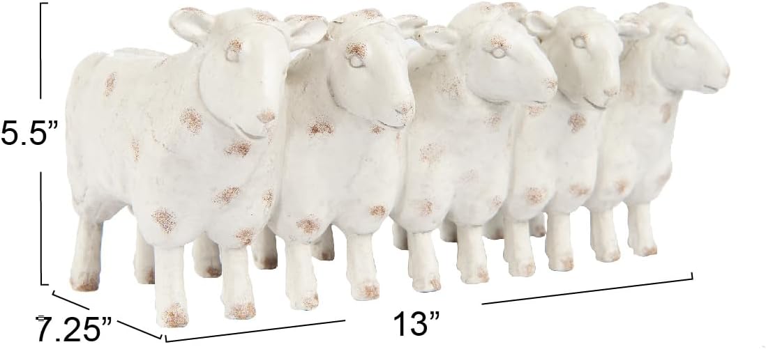 Creative Co-Op Farmhouse Resin Sheep Planter, Cream