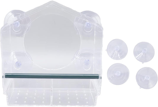 Pilipane Clear Acrylic Window Bird Feeder, Transparent Bird House with 4 Strong Suction Cups