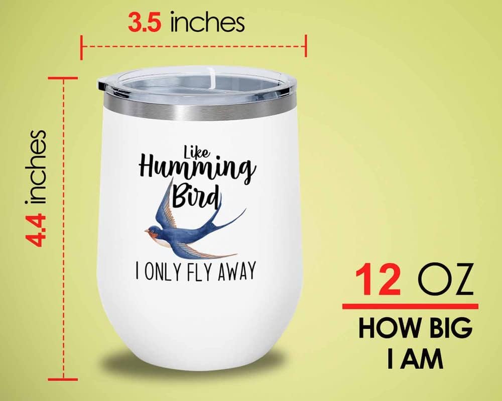 Bird Lover White Edition Wine Tumbler 12oz - Humming Bird Fly Away - H