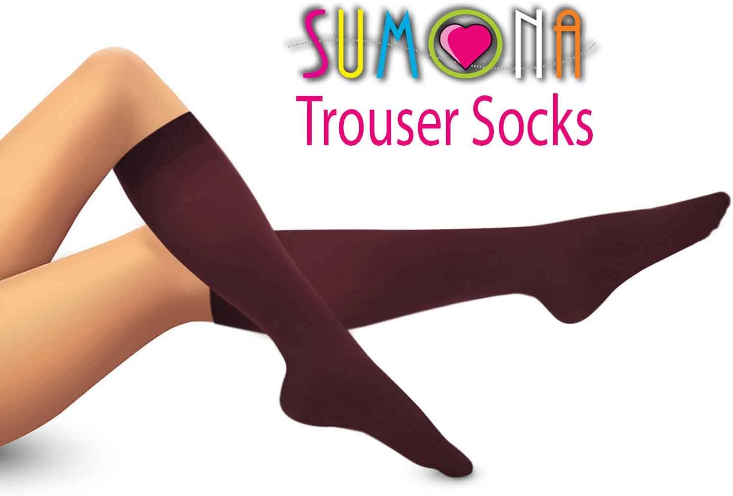 SUMONA 6 Pairs Women Opaque Stretchy Spandex Knee High Trouser Socks