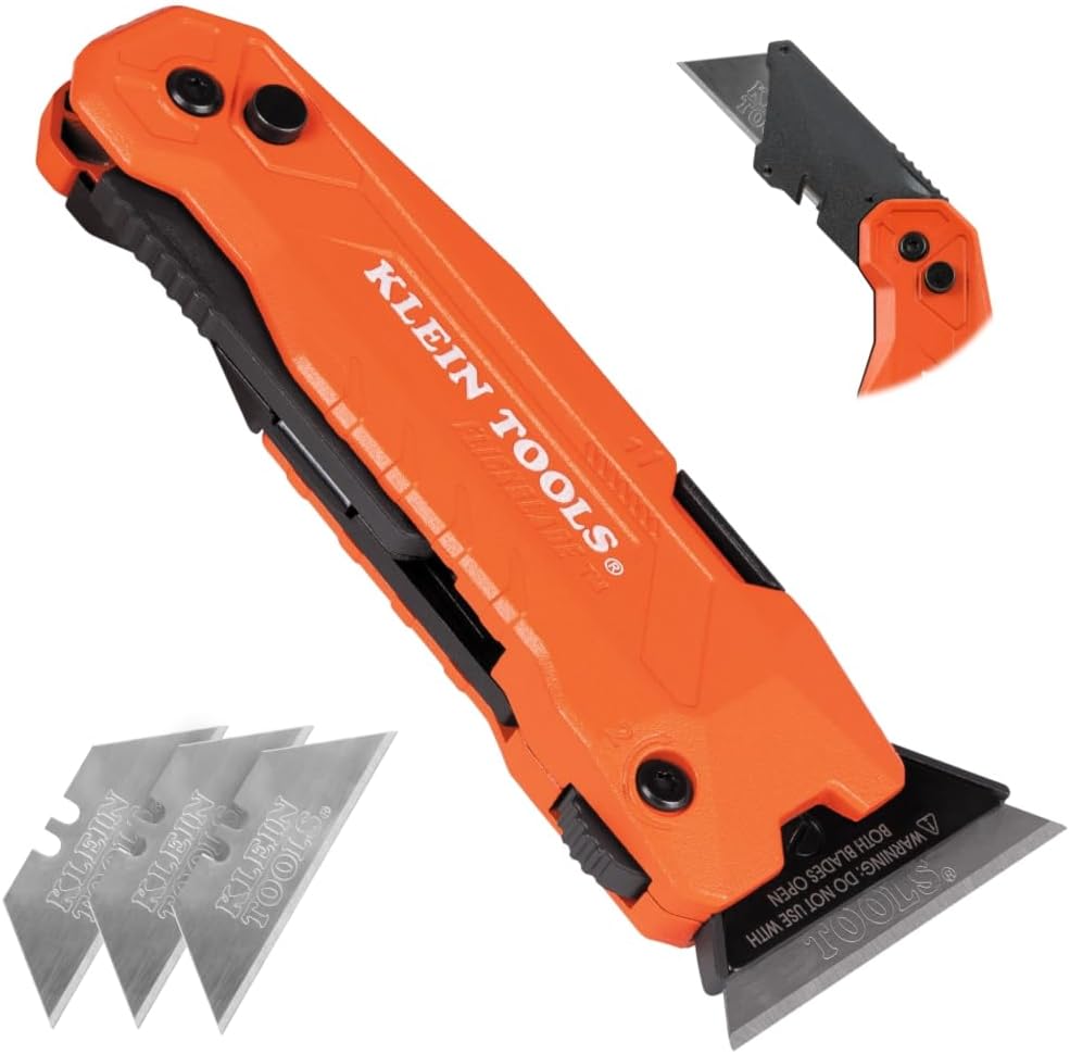 Klein Tools 44306 FLICKBLADE 2-in-1 Folding Utility Knife and Scraper 
