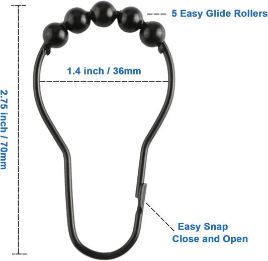 Shower Curtain Hooks Rings, Rustproof Metal Shower Curtain Rings for B
