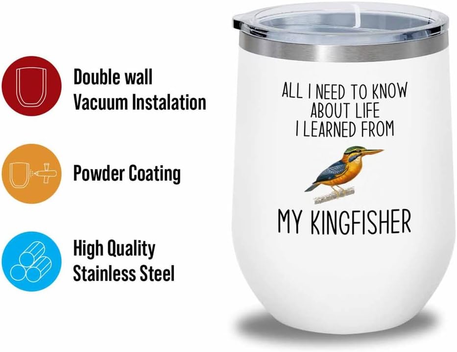 Bird Lover White Edition Wine Tumbler 12oz - Lfe my bird - Hummingbird