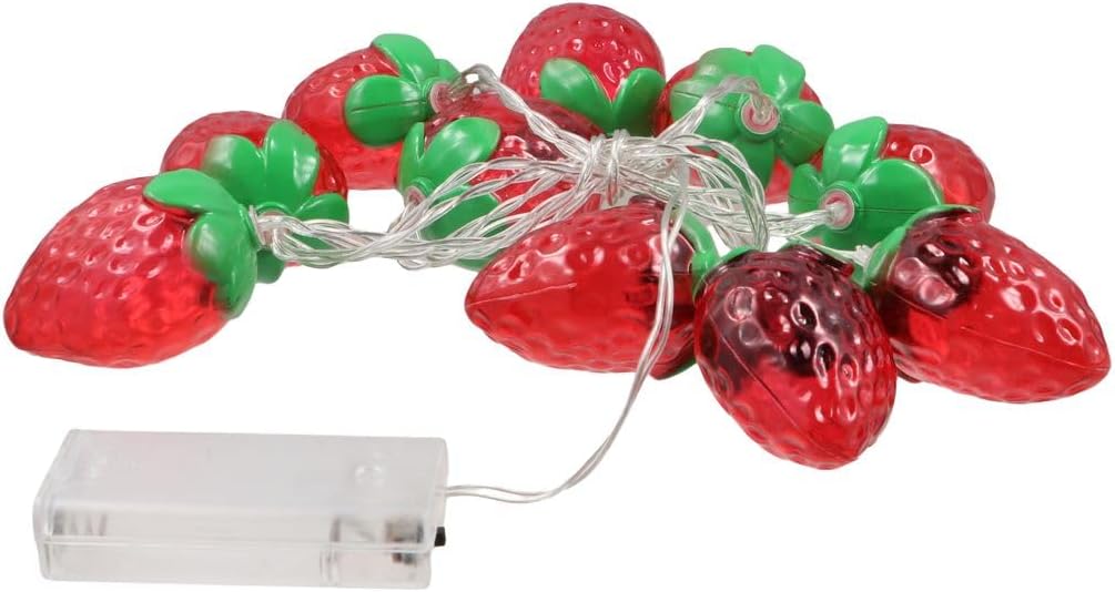 150cm 10LEDs Fruit Strawberry String Lights Battery Powered Indoor Outdoor Lighting Lamp Christmas Fairy String Lights Garden Wedding Home Decoration