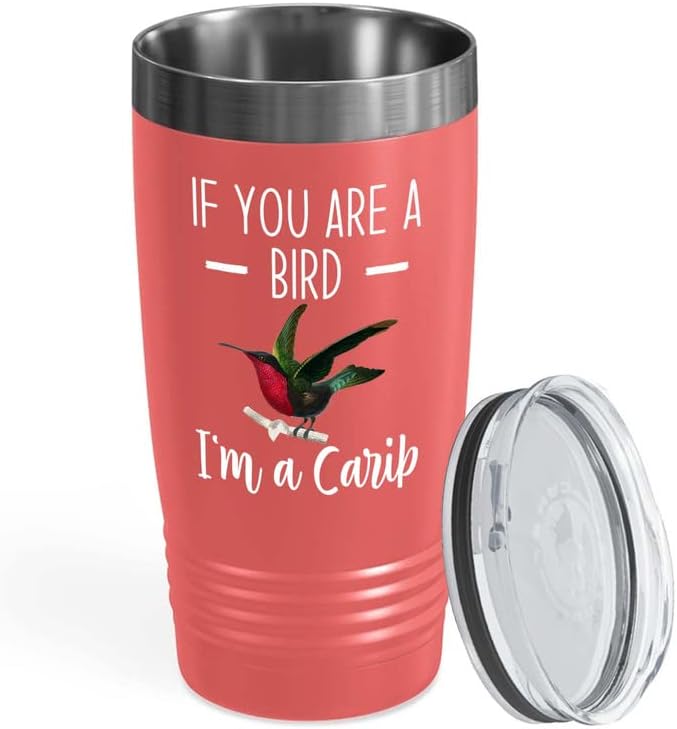 Bird Lover Coral Edition Viking Tumbler 20oz - Bird and Carib - Hummingbird Nest Cage Parrot Dad Gardening Outdoor Birdwatcher Feeder