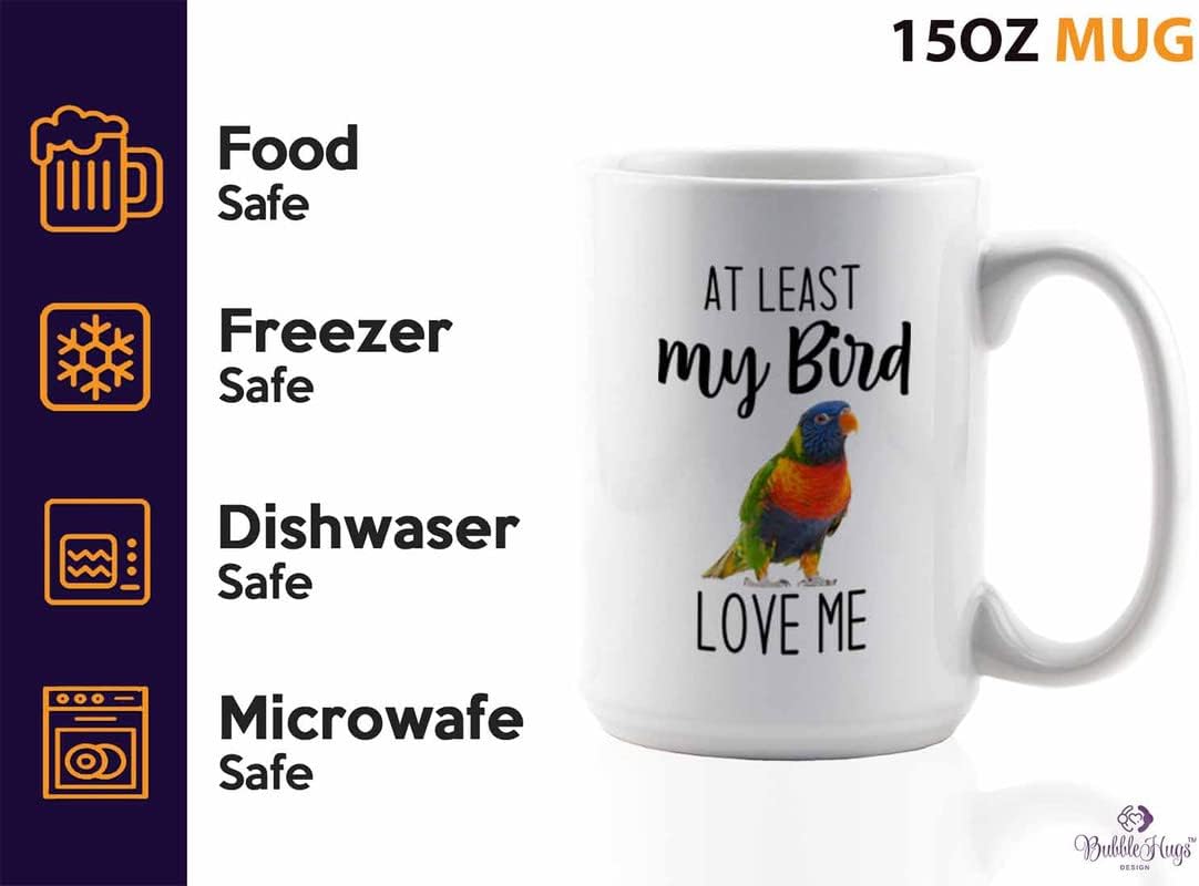 Bird Lover Coffee Mug 15oz White - Bird loves me - Hummingbird Nest Cage Parrot Dad Gardening Outdoor Birdwatcher Feeder