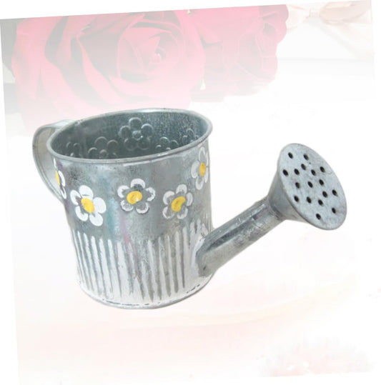 PRETYZOOM Floral Decorative Iron Vase Bucket Flower Pot Watering Pot S