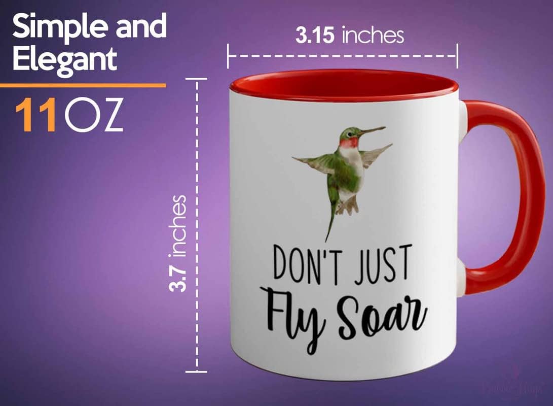 Bird Lover Two Tone Red Edition 11oz - Don't just Fly soar - Hummingbird Nest Cage Parrot Dad Gardening Outdoor Birdwatcher Feeder