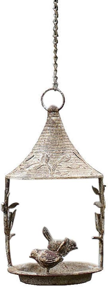 Hanging Bird Food Basin Feeding Bowl Metal Chain Garden Antique Retro Decoration