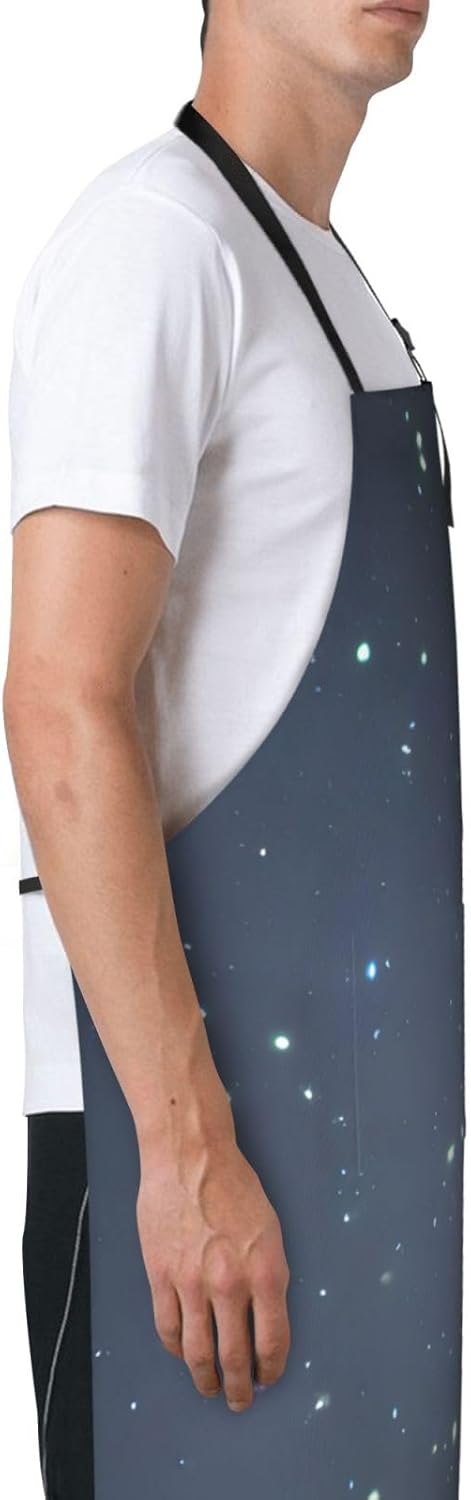 Galaxy Starry Space Purple Starry print Waterproof chef's apron with pocket apron for kitchen cooking baking barbecue and gardening