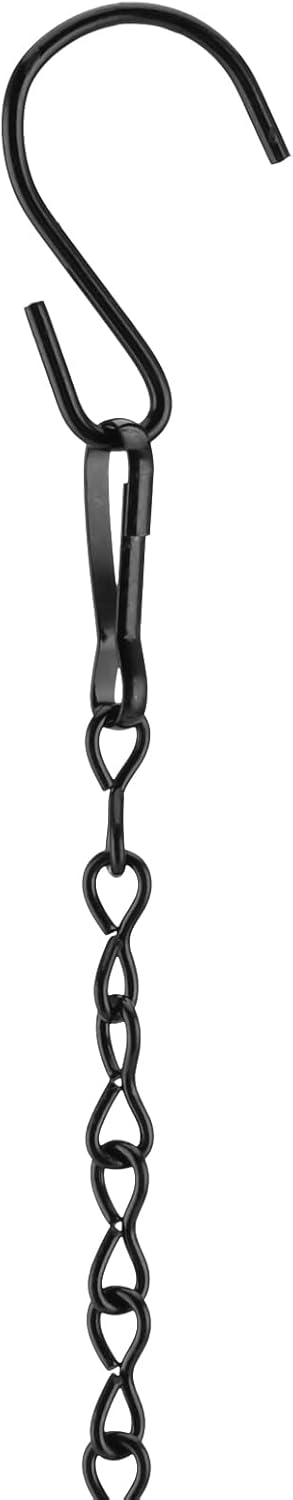 KEILEOHO 2 Pack Black Metal Hanging Chains, 312 Inch Hanging Basket Chain with Hang Buckles S Hooks for Bird Feeder, Picture, Wind Chimes, Lanterns, Wind Chimes, Planters, Outdoor Indoor Decor