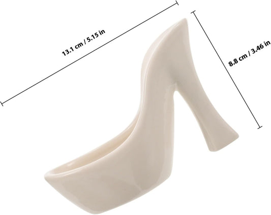 Milisten Creative White Ceramic High Heel Vase Planter for Flower Arrangement, Small Succulent Pot for Balcony and Home Décor, Decorative Floral Holder for Living Room and Office