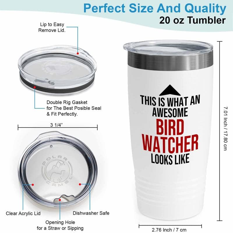 Bird Lover White Edition Viking Tumbler 20oz - Awsome Bird Watcher Loo