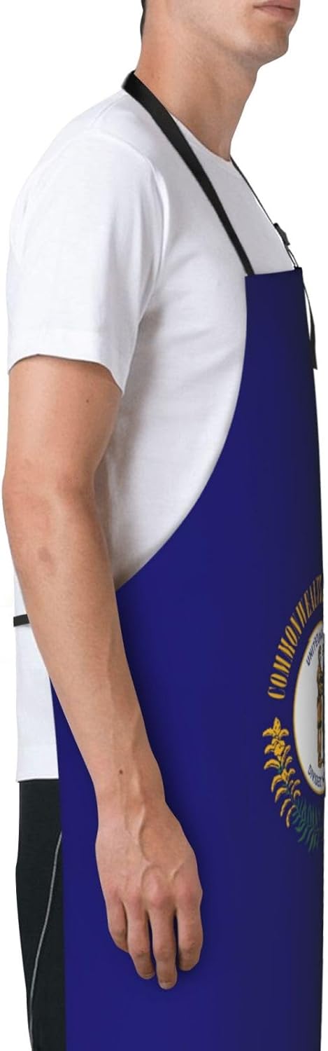 Kentucky State Flag print Waterproof apron with pocket adjustable cooking apron for adult kitchen bibs to bake