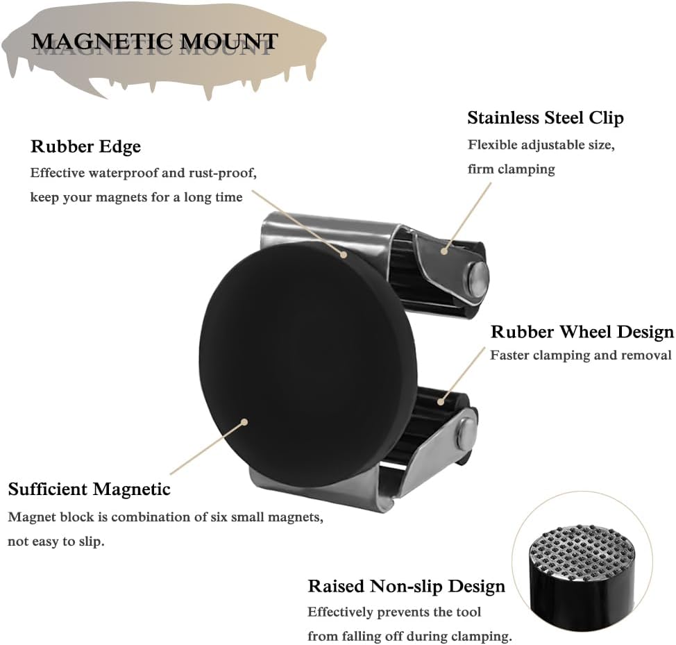 Magnetic Mop Broom Holder Wall Mount, 2pcs Movable Wall Mounted Broom 